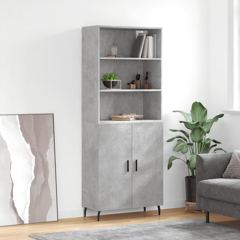 højskab 69,5x34x180 cm konstrueret træ betongrå