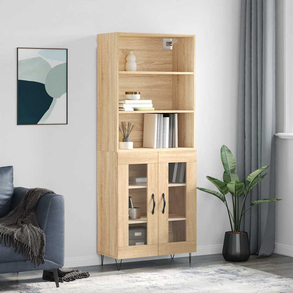 højskab 69,5x34x180 cm konstrueret træ sonoma-eg