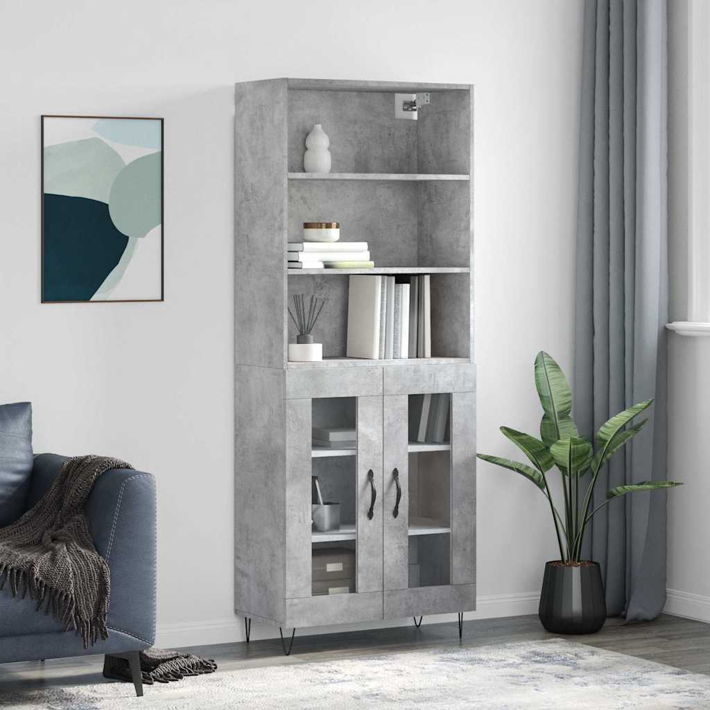 højskab 69,5x34x180 cm konstrueret træ betongrå