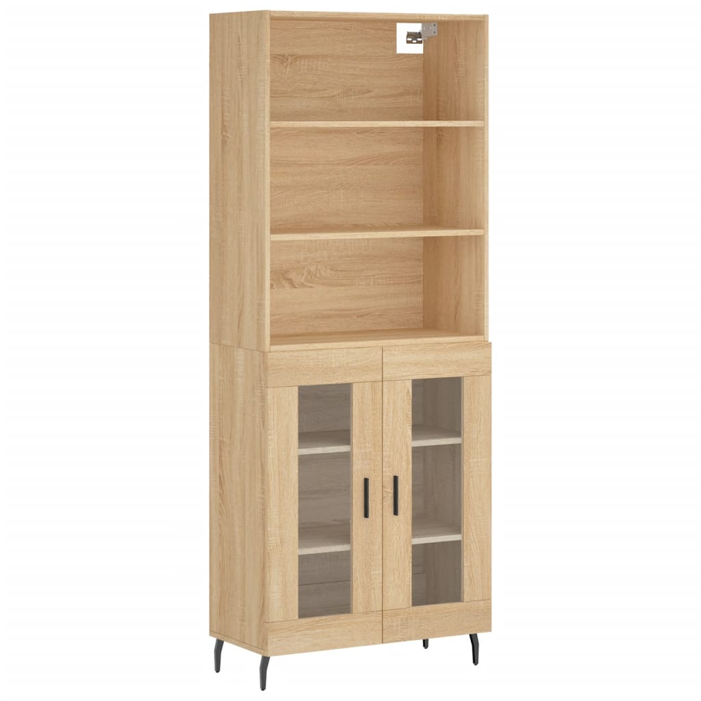 højskab 69,5x34x180 cm konstrueret træ sonoma-eg