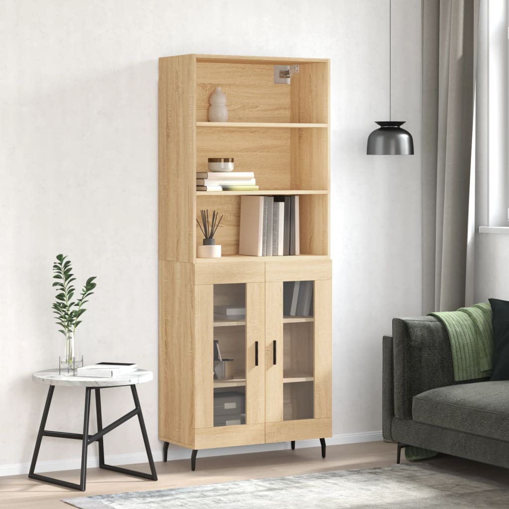 højskab 69,5x34x180 cm konstrueret træ sonoma-eg