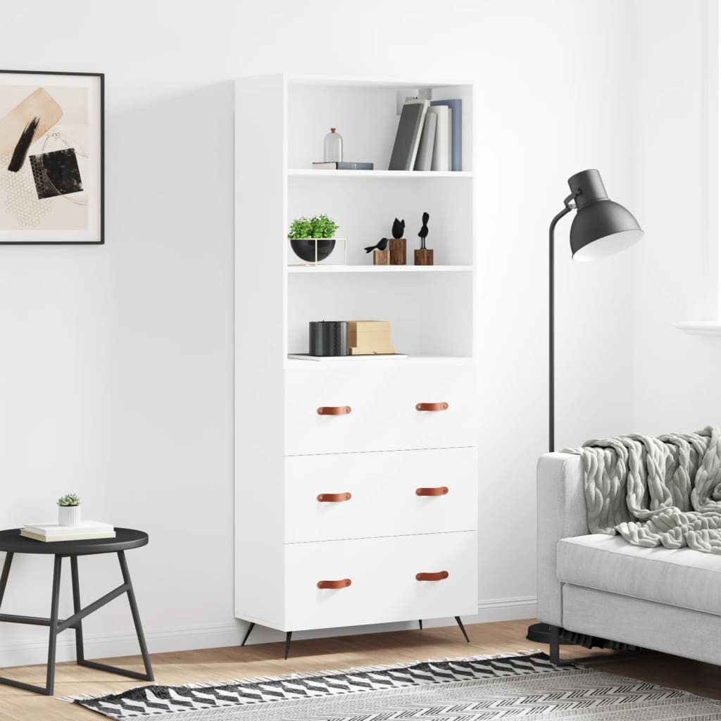 højskab 69,5x34x180 cm konstrueret træ hvid