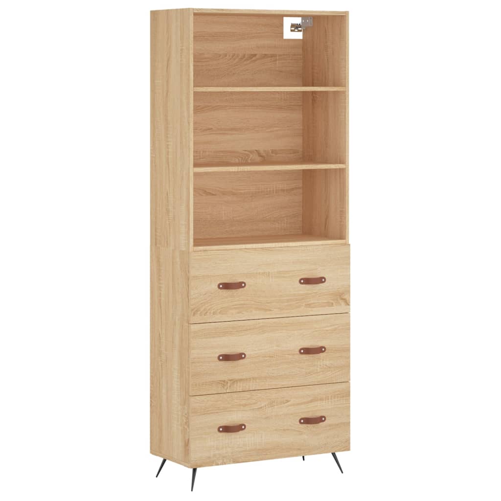 højskab 69,5x34x180 cm konstrueret træ sonoma-eg