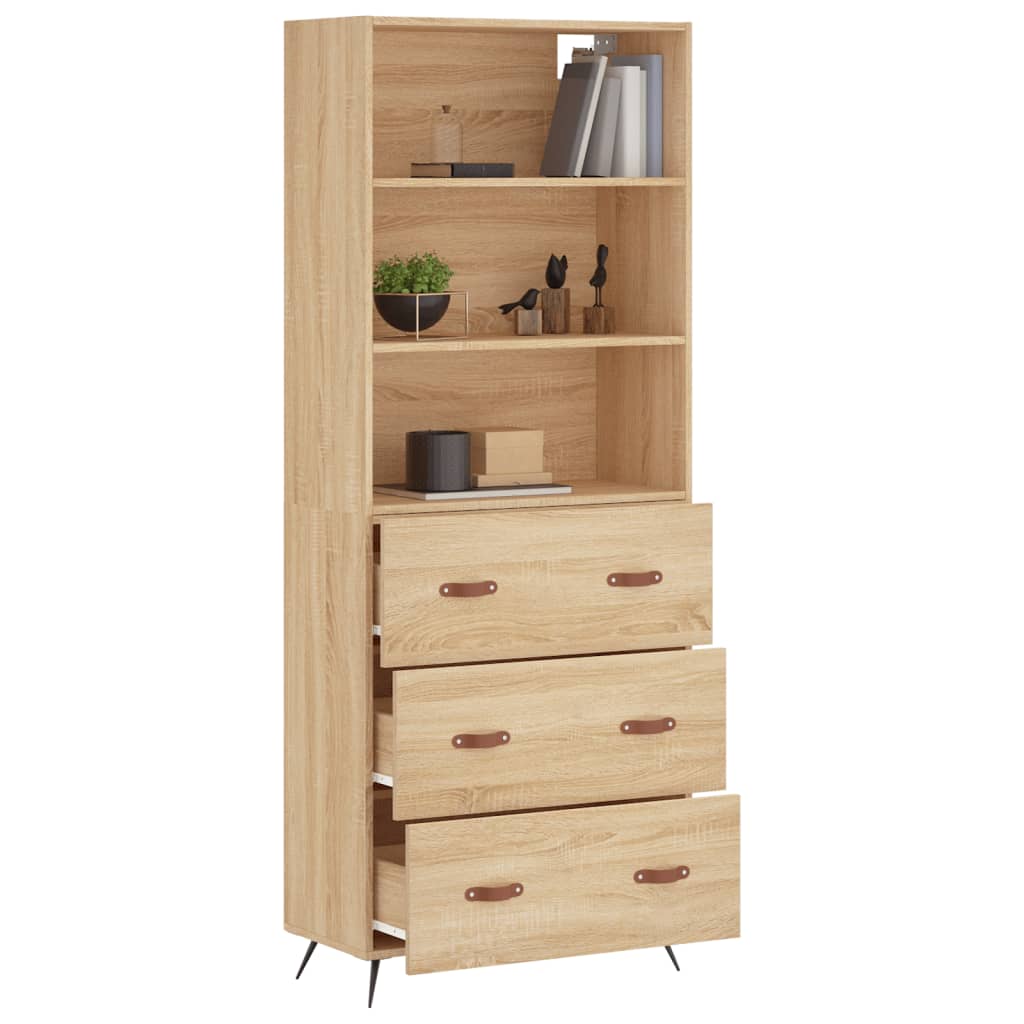 højskab 69,5x34x180 cm konstrueret træ sonoma-eg