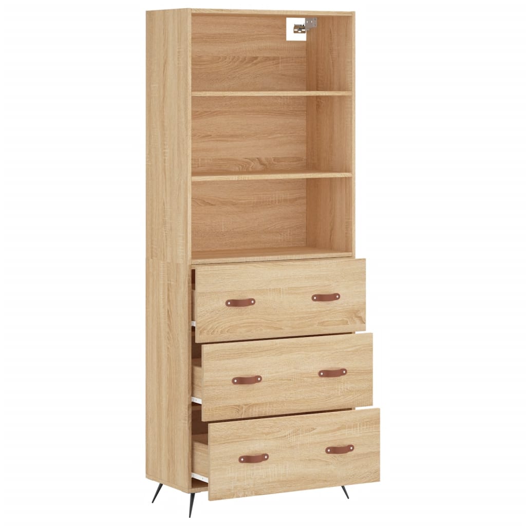højskab 69,5x34x180 cm konstrueret træ sonoma-eg