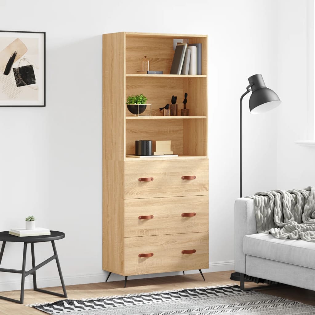 højskab 69,5x34x180 cm konstrueret træ sonoma-eg