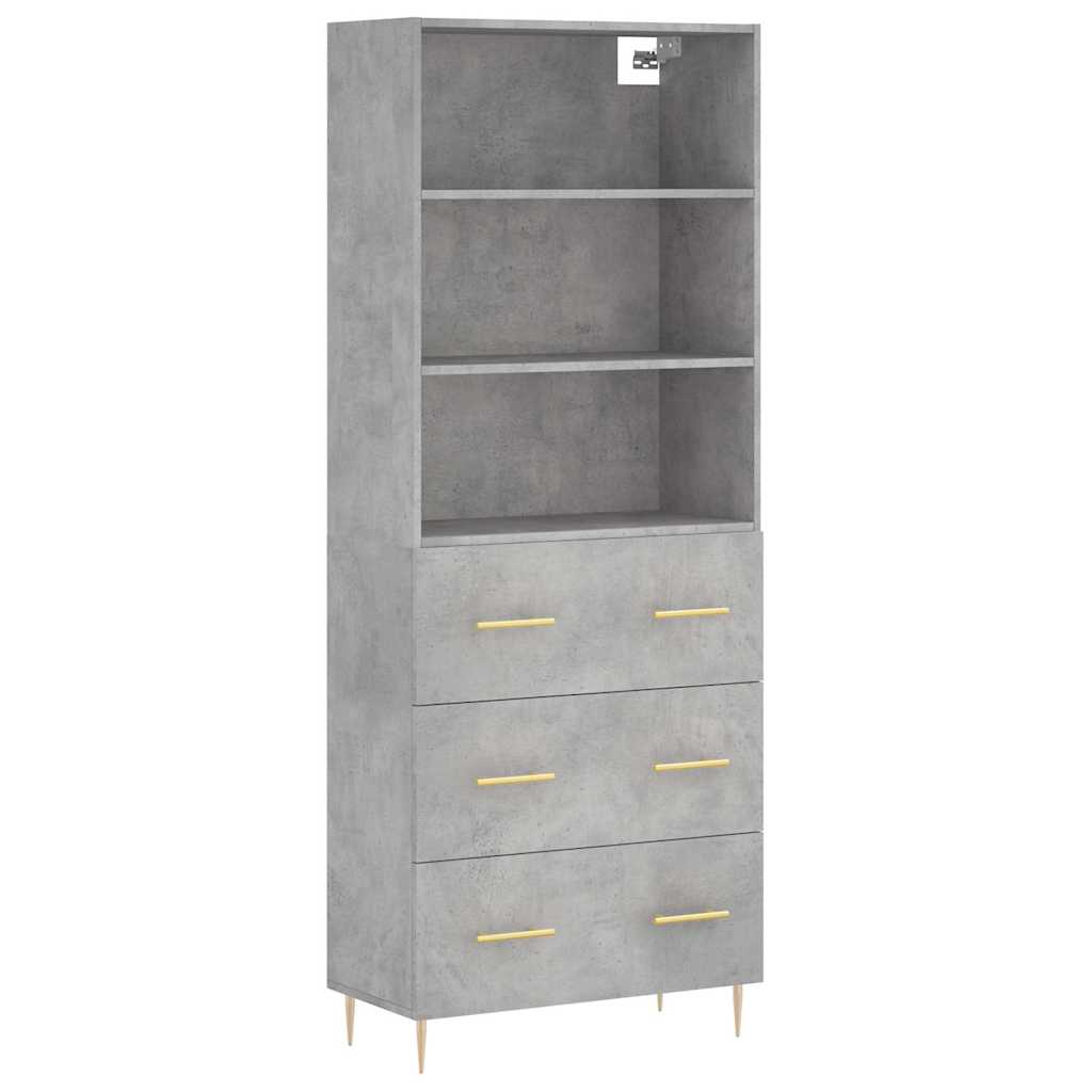 højskab 69,5x34x180 cm konstrueret træ betongrå