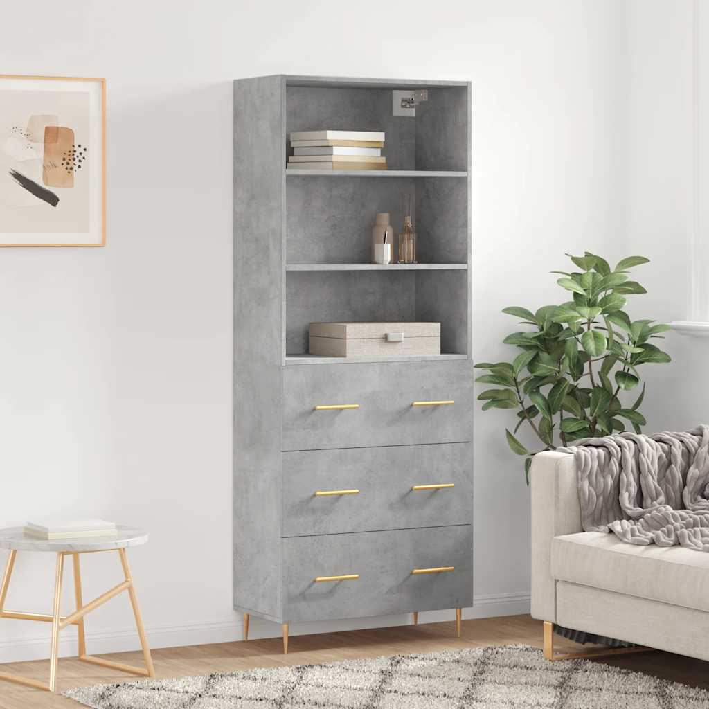 højskab 69,5x34x180 cm konstrueret træ betongrå