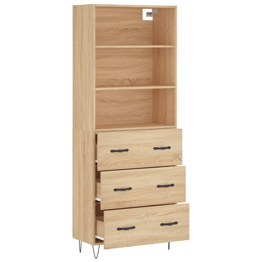 højskab 69,5x34x180 cm konstrueret træ sonoma-eg