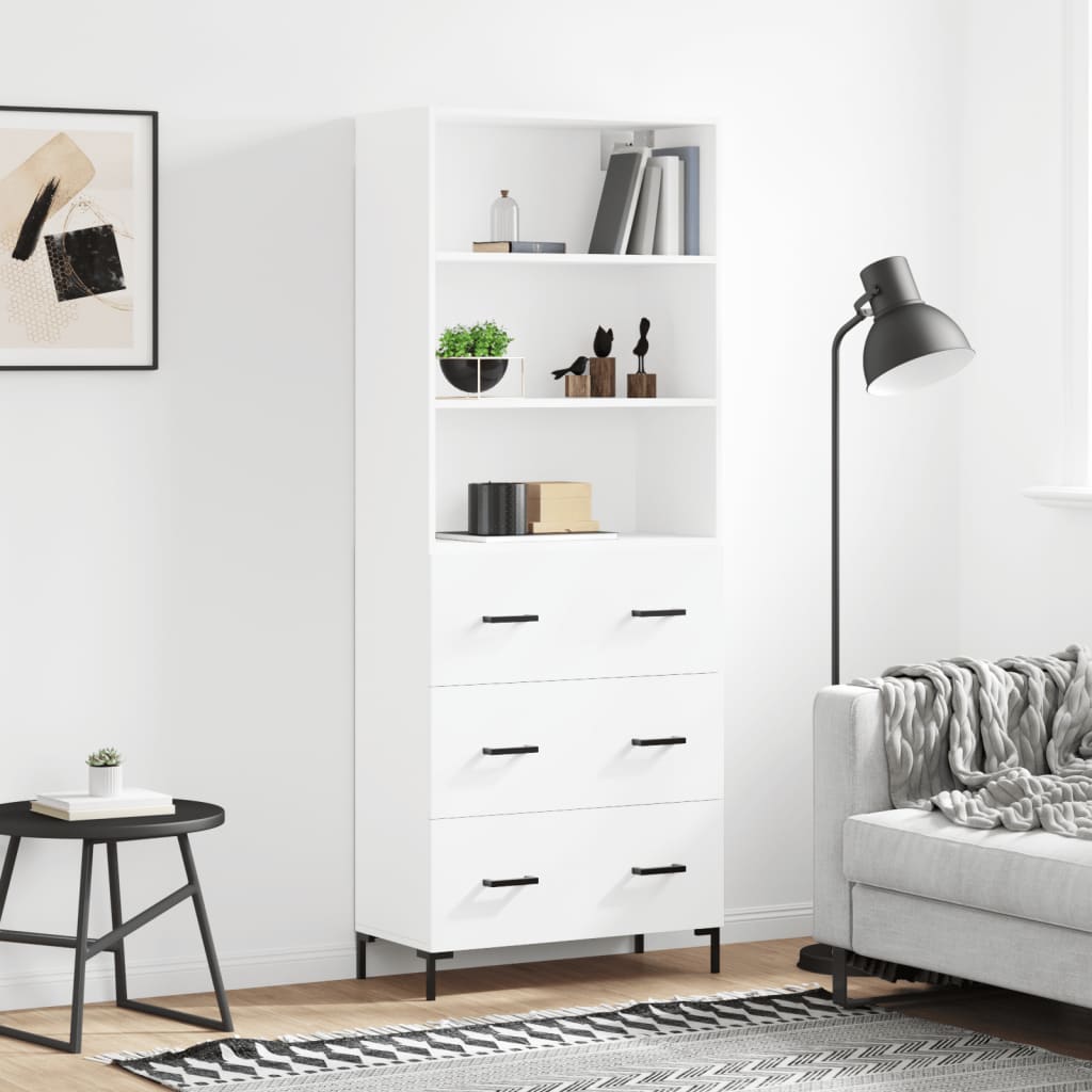 højskab 69,5x34x180 cm konstrueret træ hvid