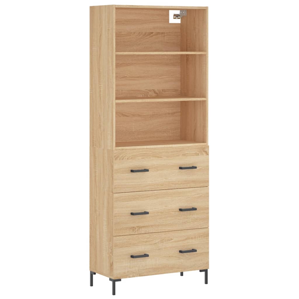 højskab 69,5x34x180 cm konstrueret træ sonoma-eg