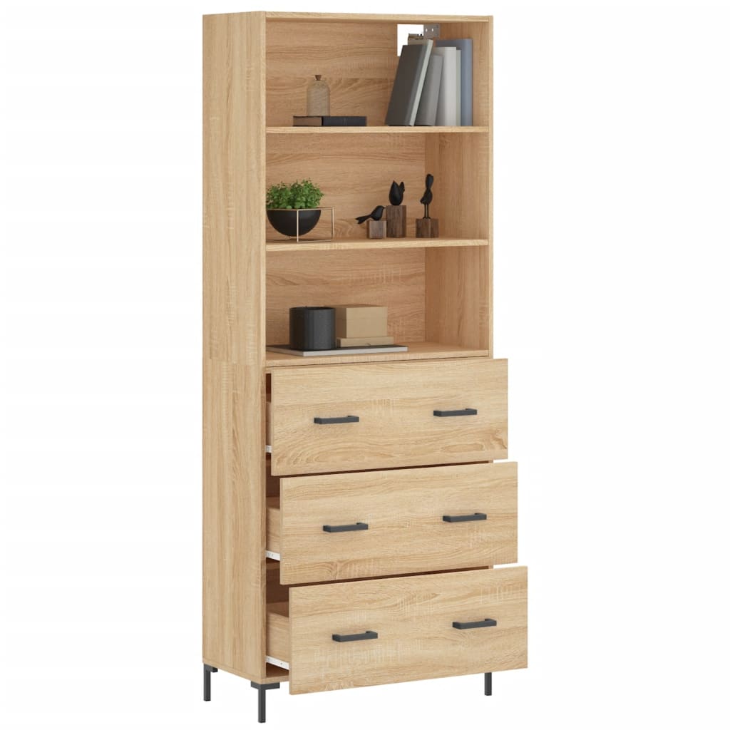 højskab 69,5x34x180 cm konstrueret træ sonoma-eg
