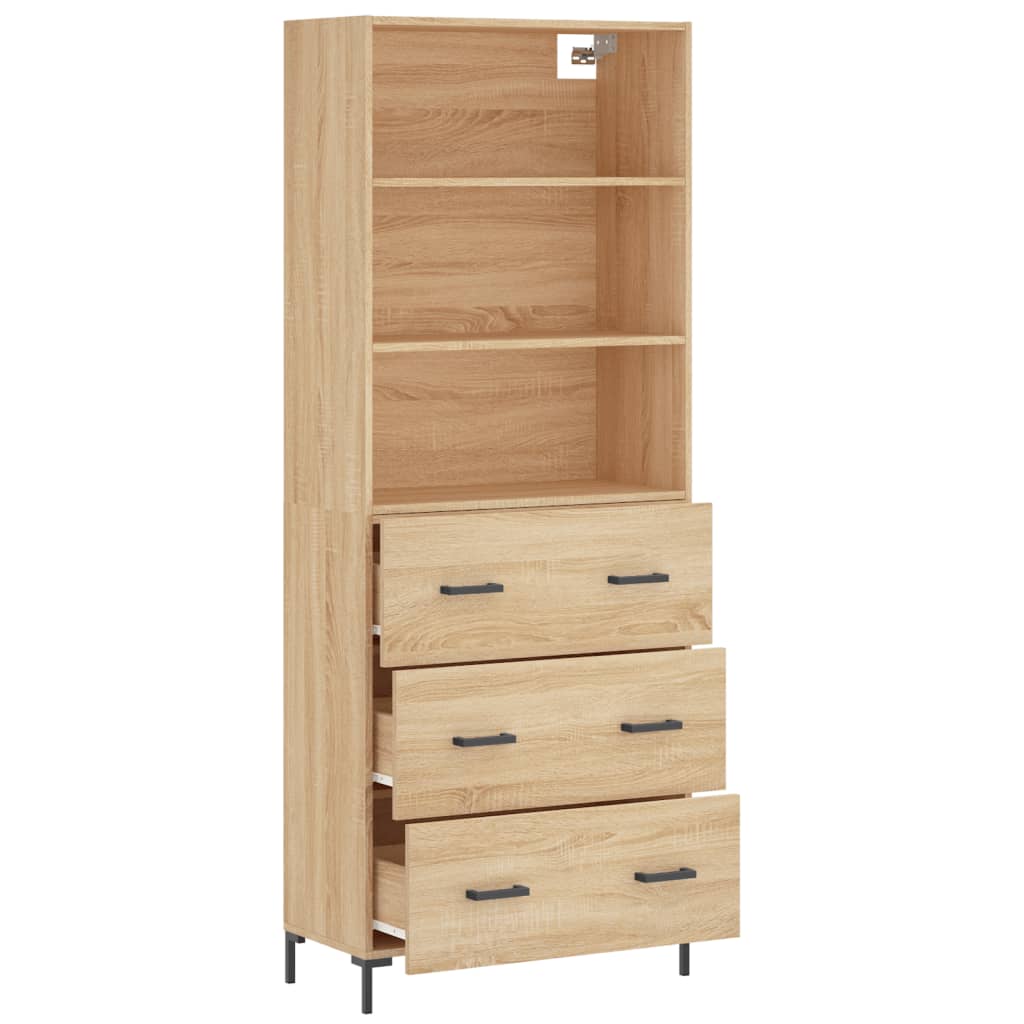 højskab 69,5x34x180 cm konstrueret træ sonoma-eg