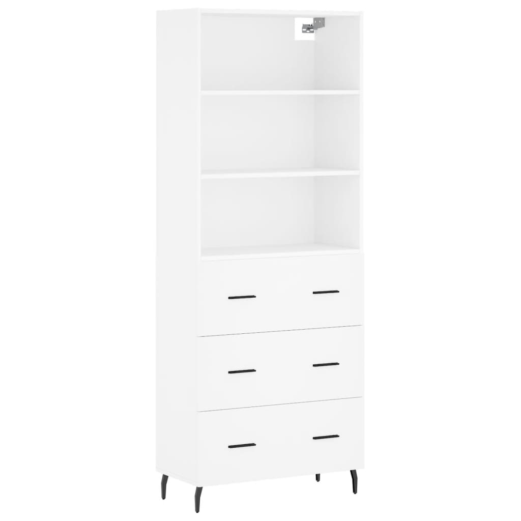 højskab 69,5x34x180 cm konstrueret træ hvid