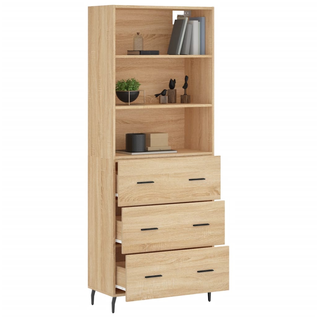 højskab 69,5x34x180 cm konstrueret træ sonoma-eg