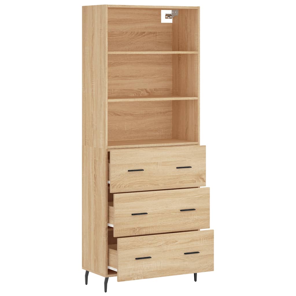 højskab 69,5x34x180 cm konstrueret træ sonoma-eg