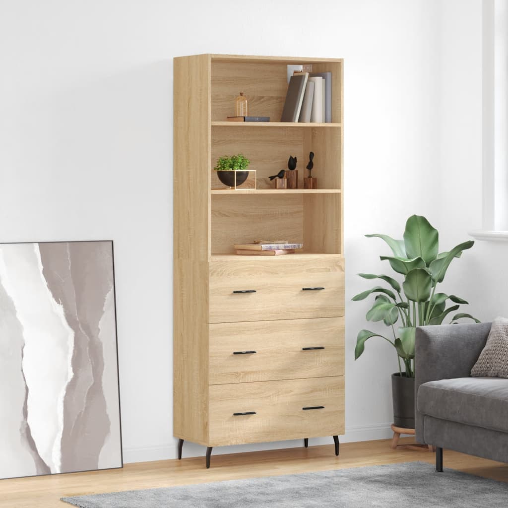 højskab 69,5x34x180 cm konstrueret træ sonoma-eg