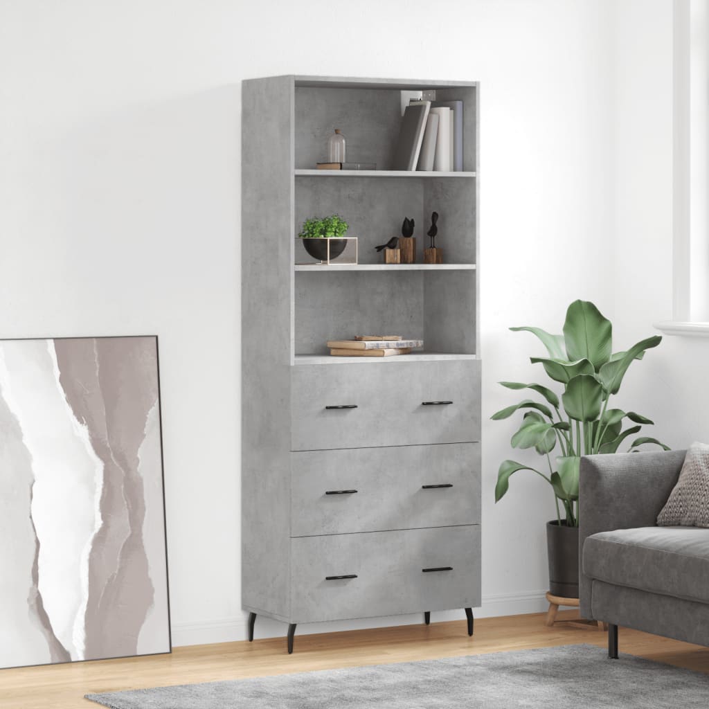 højskab 69,5x34x180 cm konstrueret træ betongrå
