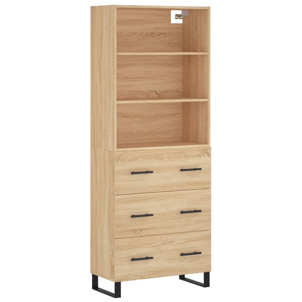 højskab 69,5x34x180 cm konstrueret træ sonoma-eg