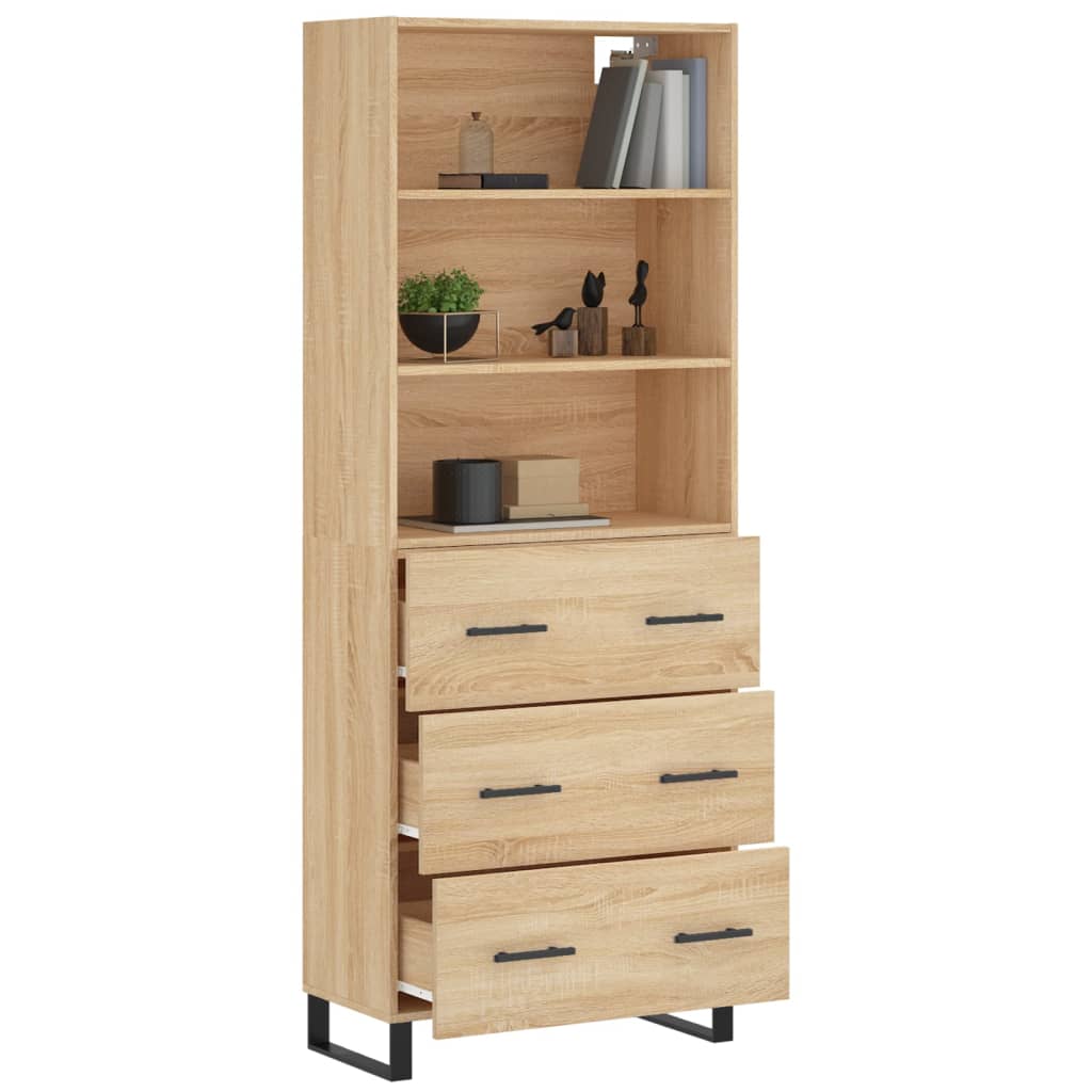 højskab 69,5x34x180 cm konstrueret træ sonoma-eg
