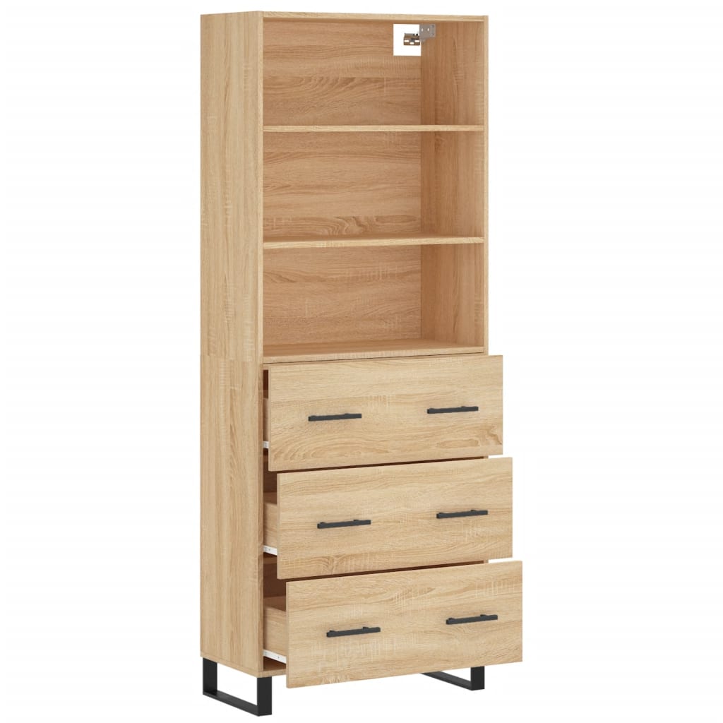 højskab 69,5x34x180 cm konstrueret træ sonoma-eg