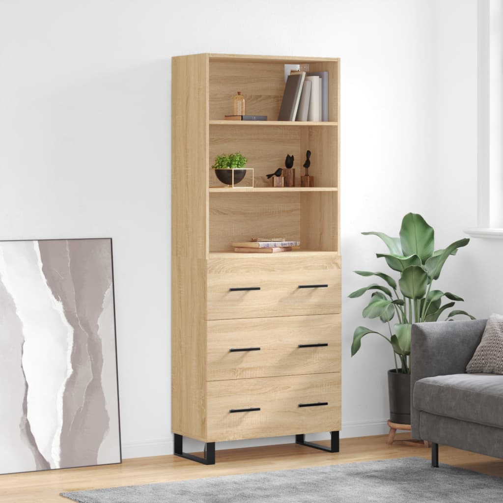 højskab 69,5x34x180 cm konstrueret træ sonoma-eg