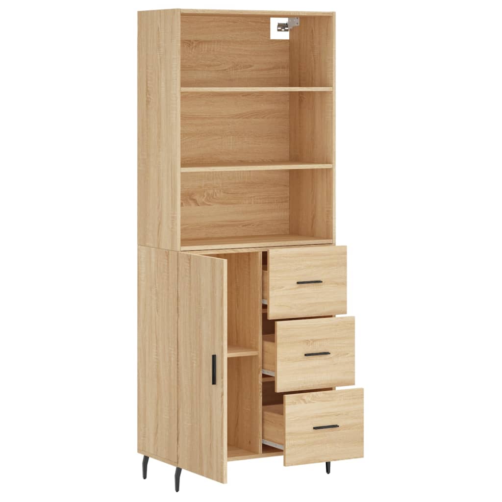 højskab 69,5x34x180 cm konstrueret træ sonoma-eg