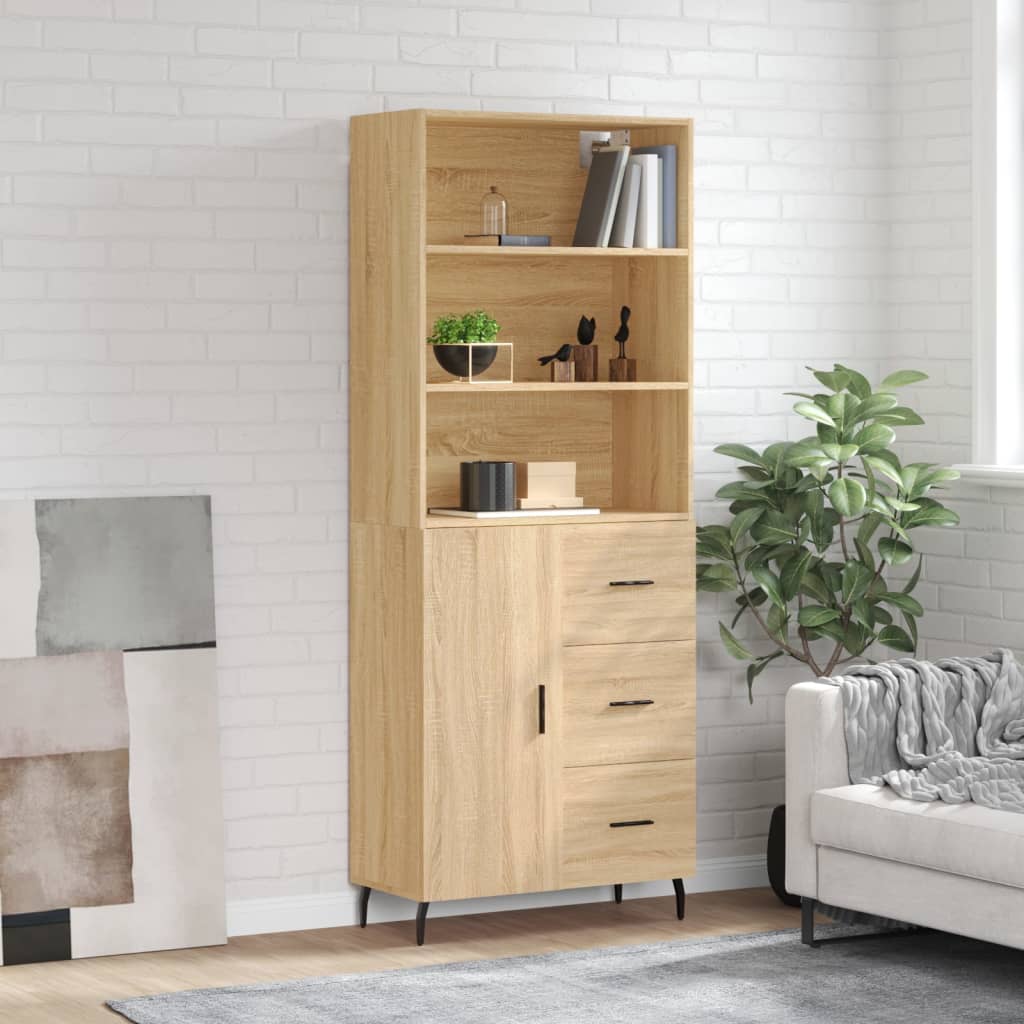 højskab 69,5x34x180 cm konstrueret træ sonoma-eg