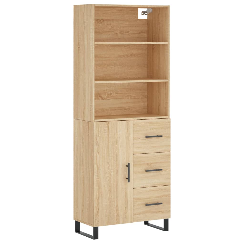 højskab 69,5x34x180 cm konstrueret træ sonoma-eg