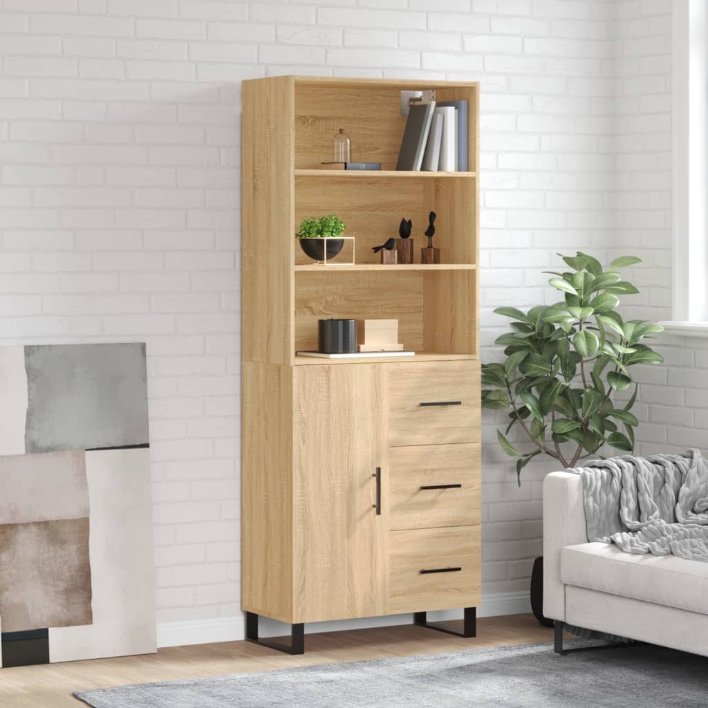 højskab 69,5x34x180 cm konstrueret træ sonoma-eg