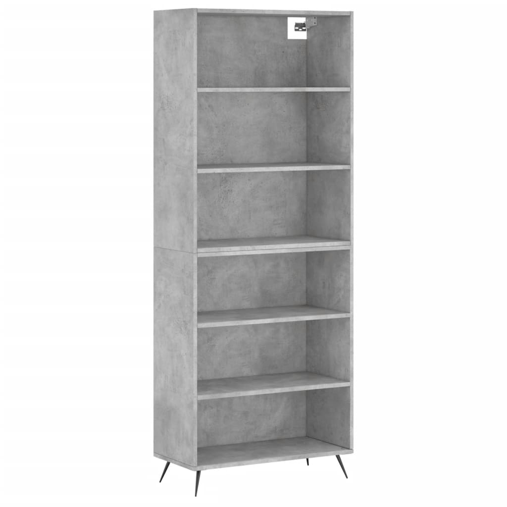 reol 69,5x32,5x180 cm konstrueret træ betongrå