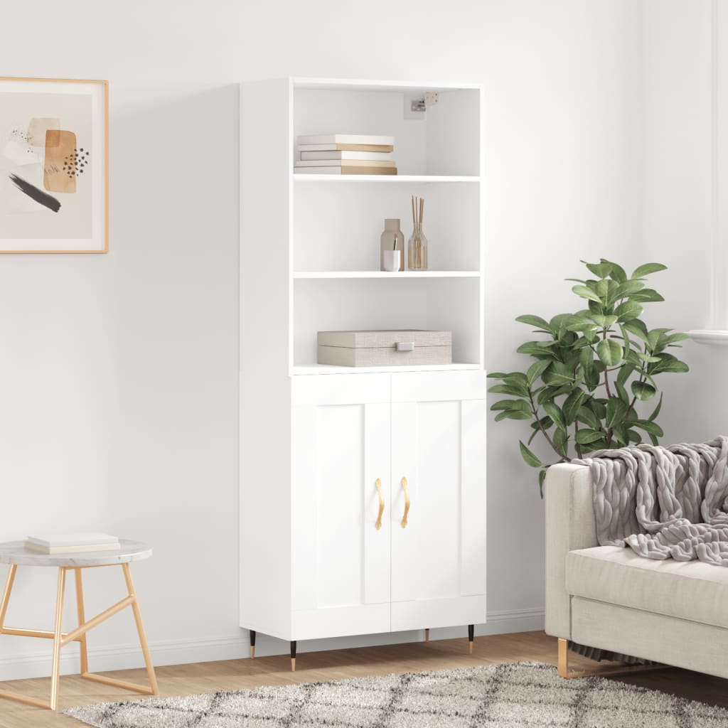 højskab 69,5x34x180 cm konstrueret træ hvid