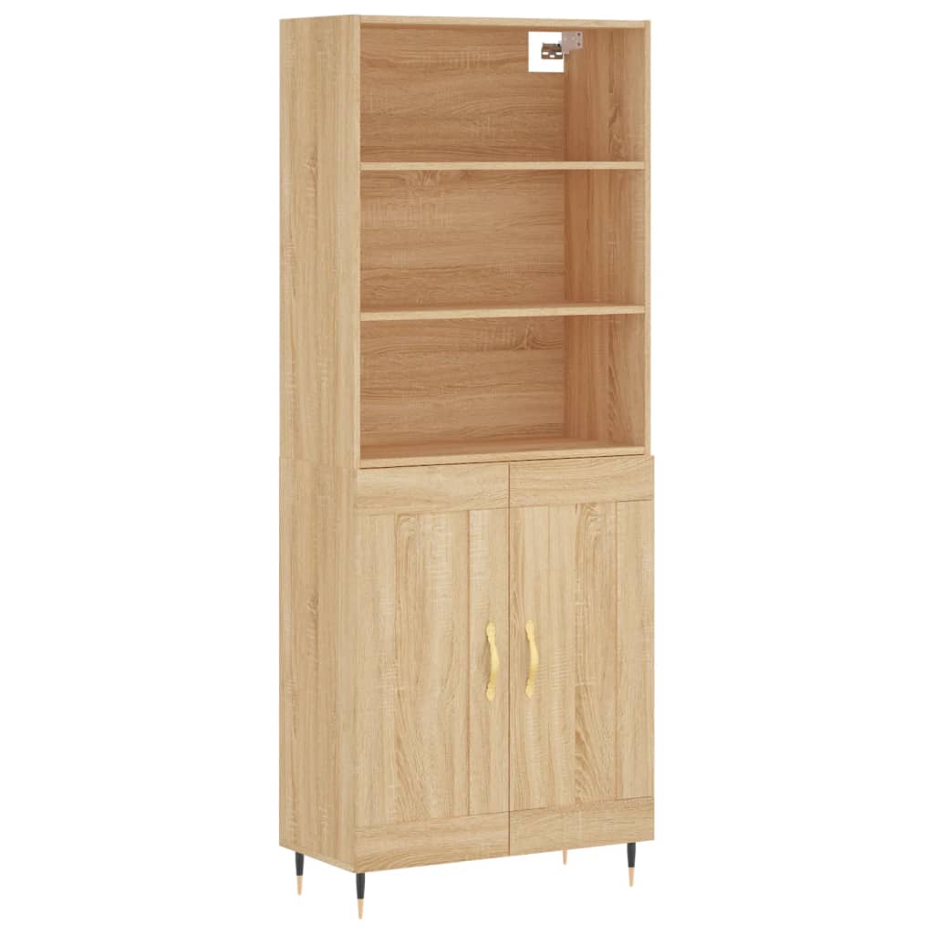 højskab 69,5x34x180 cm konstrueret træ sonoma-eg
