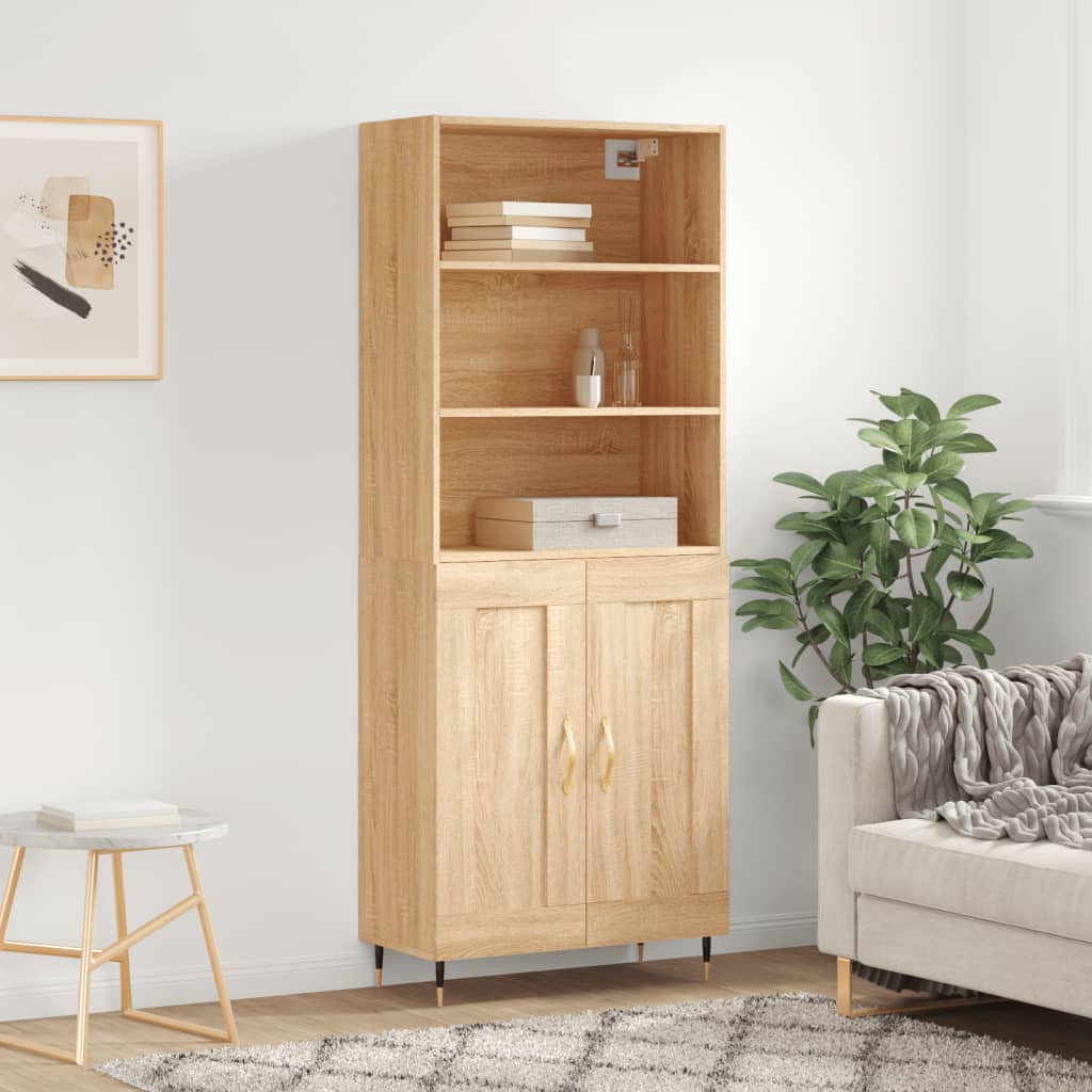 højskab 69,5x34x180 cm konstrueret træ sonoma-eg
