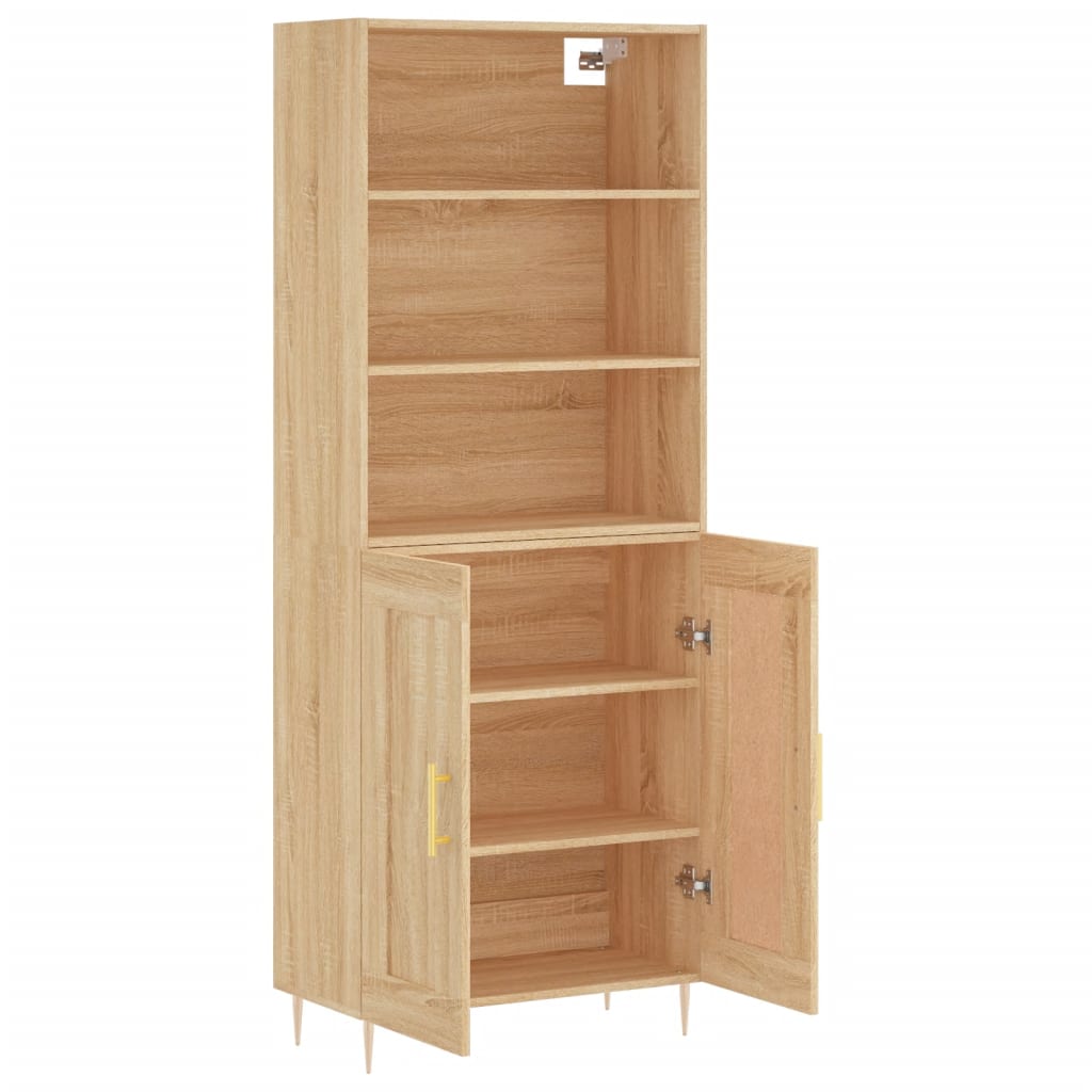 højskab 69,5x34x180 cm konstrueret træ sonoma-eg