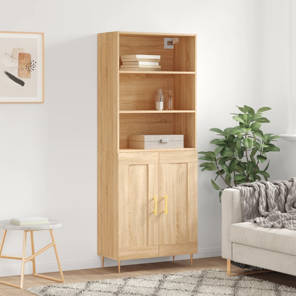 højskab 69,5x34x180 cm konstrueret træ sonoma-eg