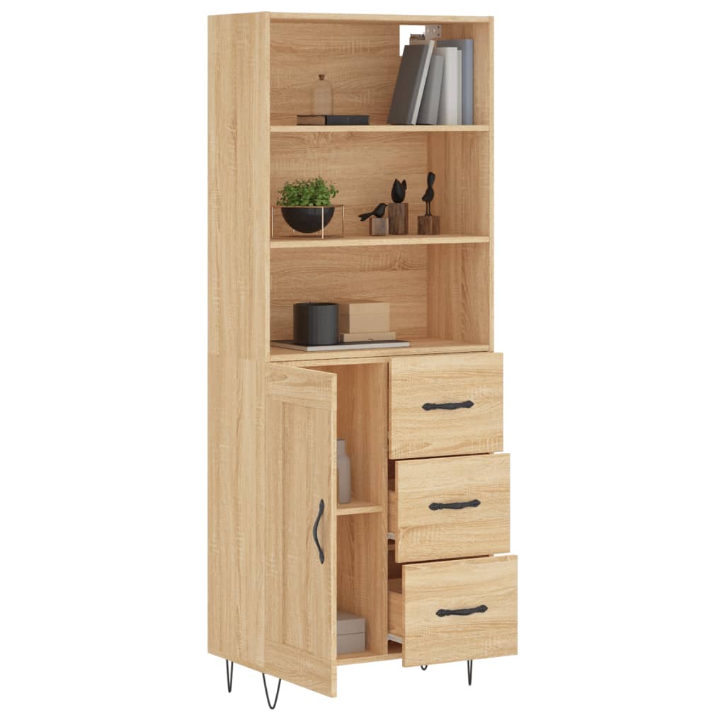 højskab 69,5x34x180 cm konstrueret træ sonoma-eg