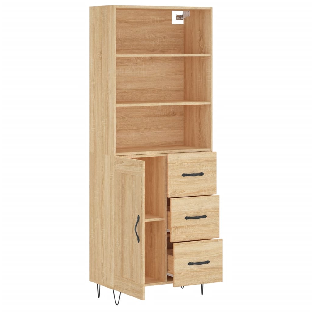 højskab 69,5x34x180 cm konstrueret træ sonoma-eg