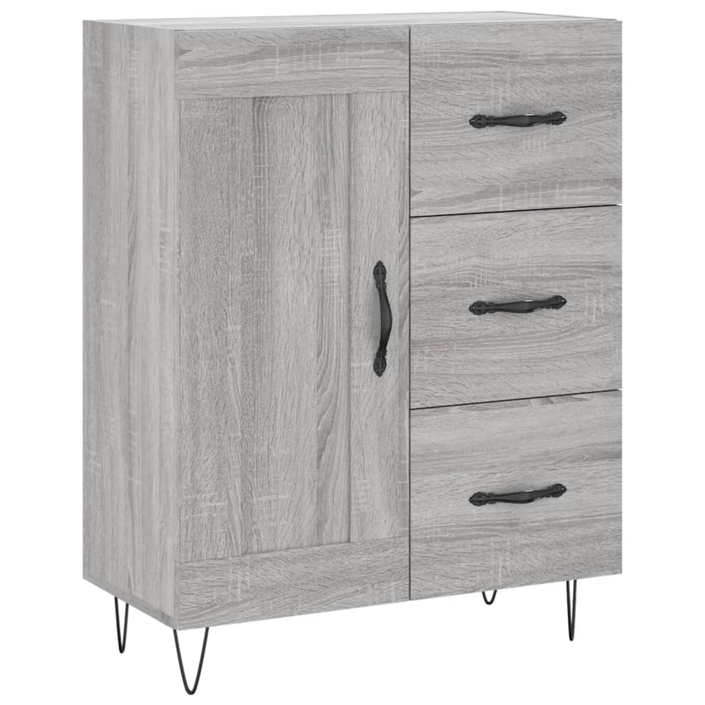 højskab 69,5x34x180 cm konstrueret træ grå sonoma-eg
