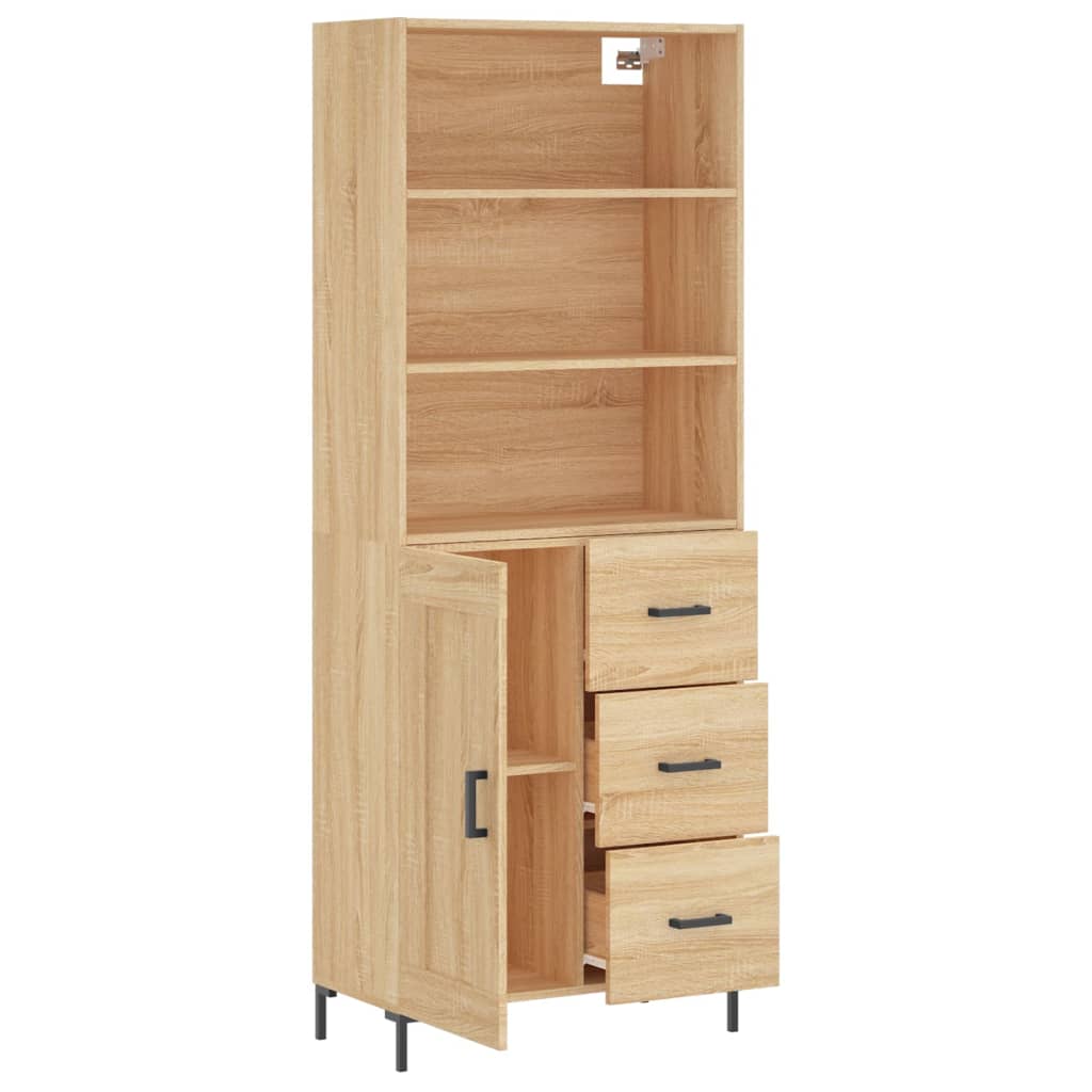 højskab 69,5x34x180 cm konstrueret træ sonoma-eg