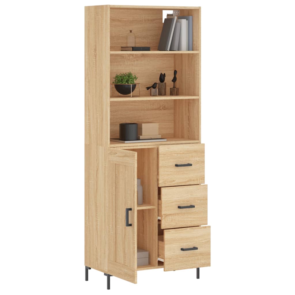 højskab 69,5x34x180 cm konstrueret træ sonoma-eg
