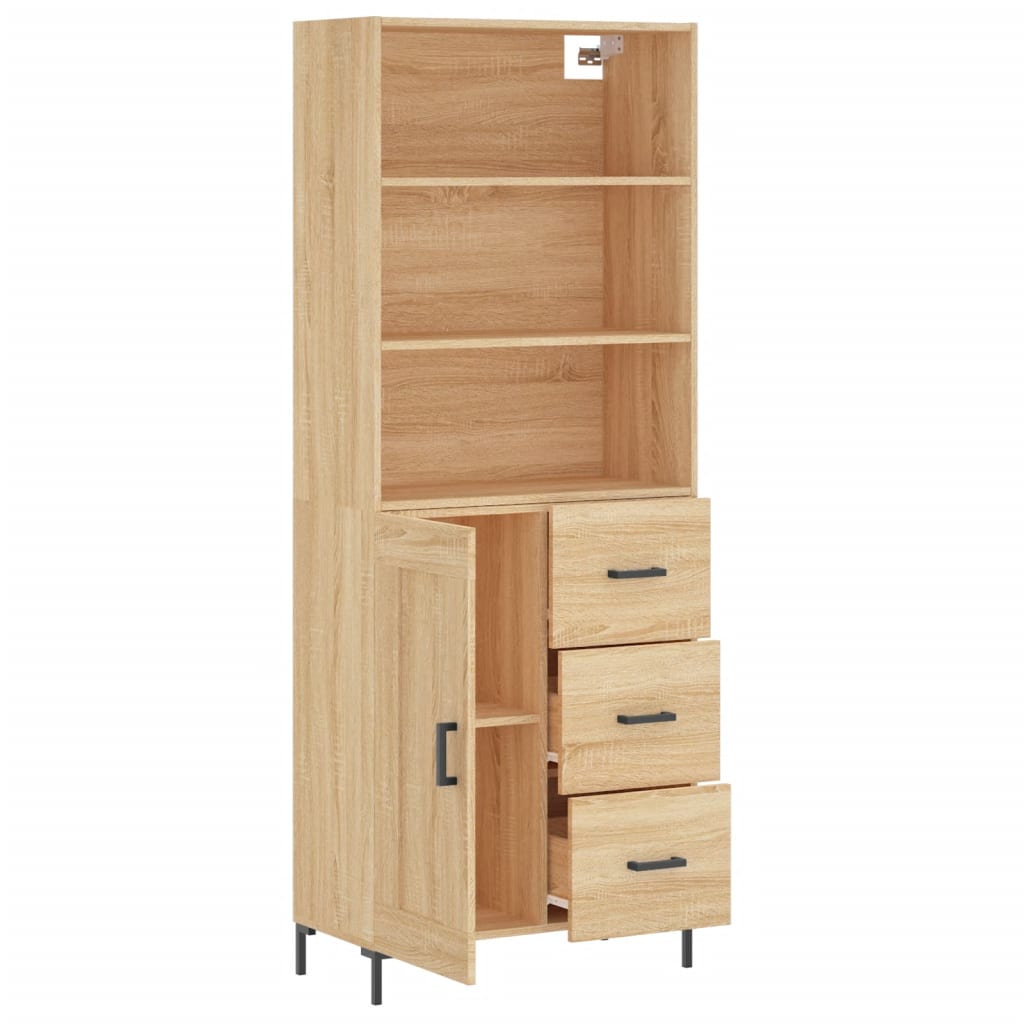 højskab 69,5x34x180 cm konstrueret træ sonoma-eg