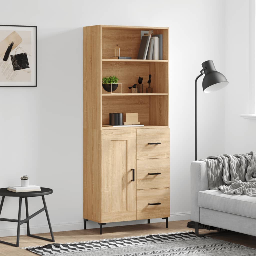 højskab 69,5x34x180 cm konstrueret træ sonoma-eg