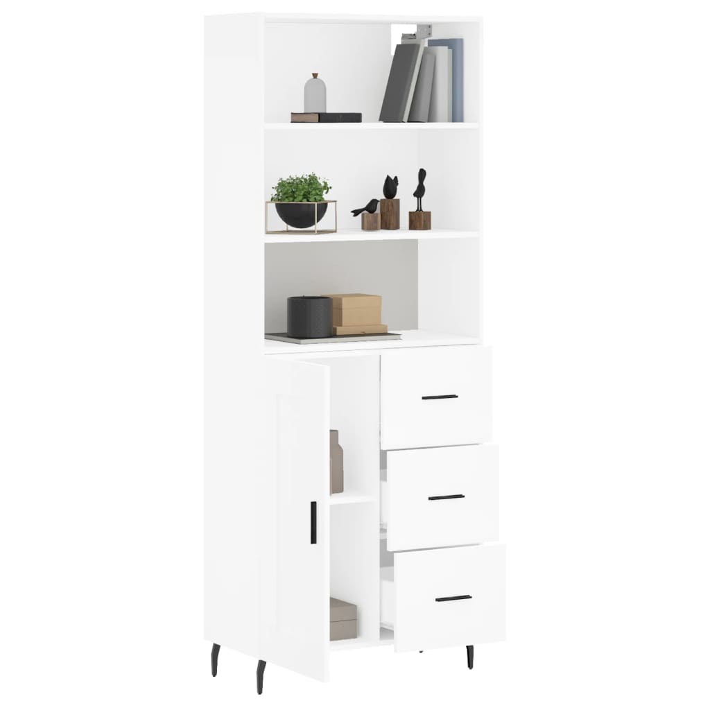 højskab 69,5x34x180 cm konstrueret træ hvid