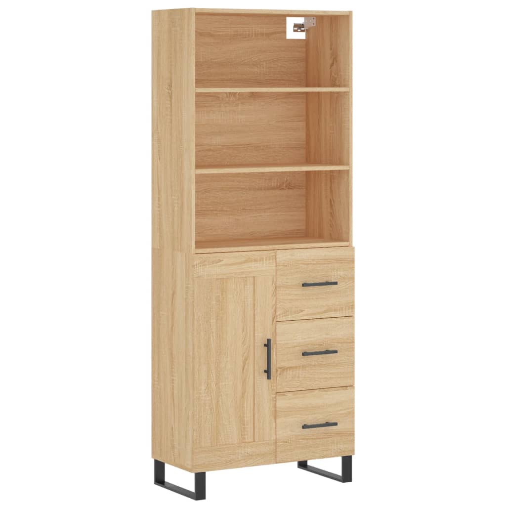 højskab 69,5x34x180 cm konstrueret træ sonoma-eg