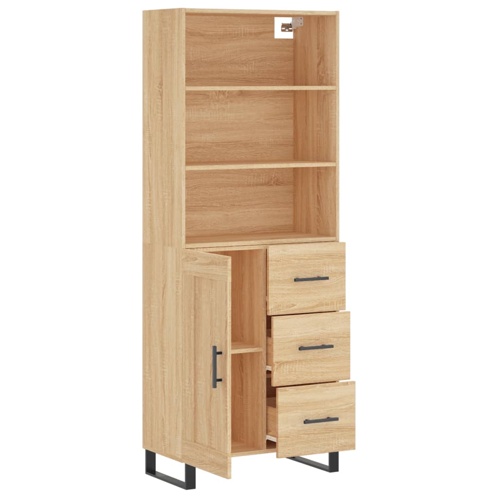 højskab 69,5x34x180 cm konstrueret træ sonoma-eg