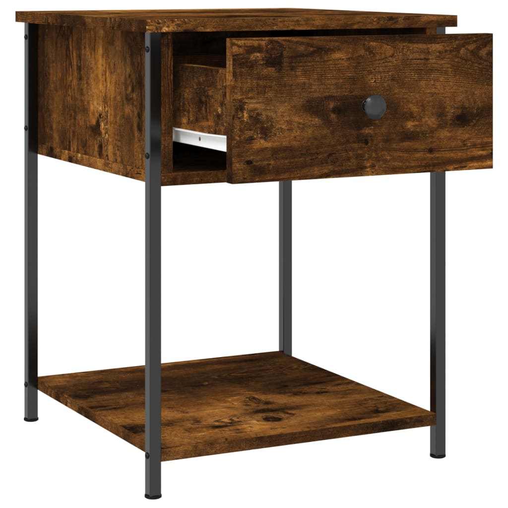 sengebord 44x45x58 cm konstrueret træ røget egetræsfarve