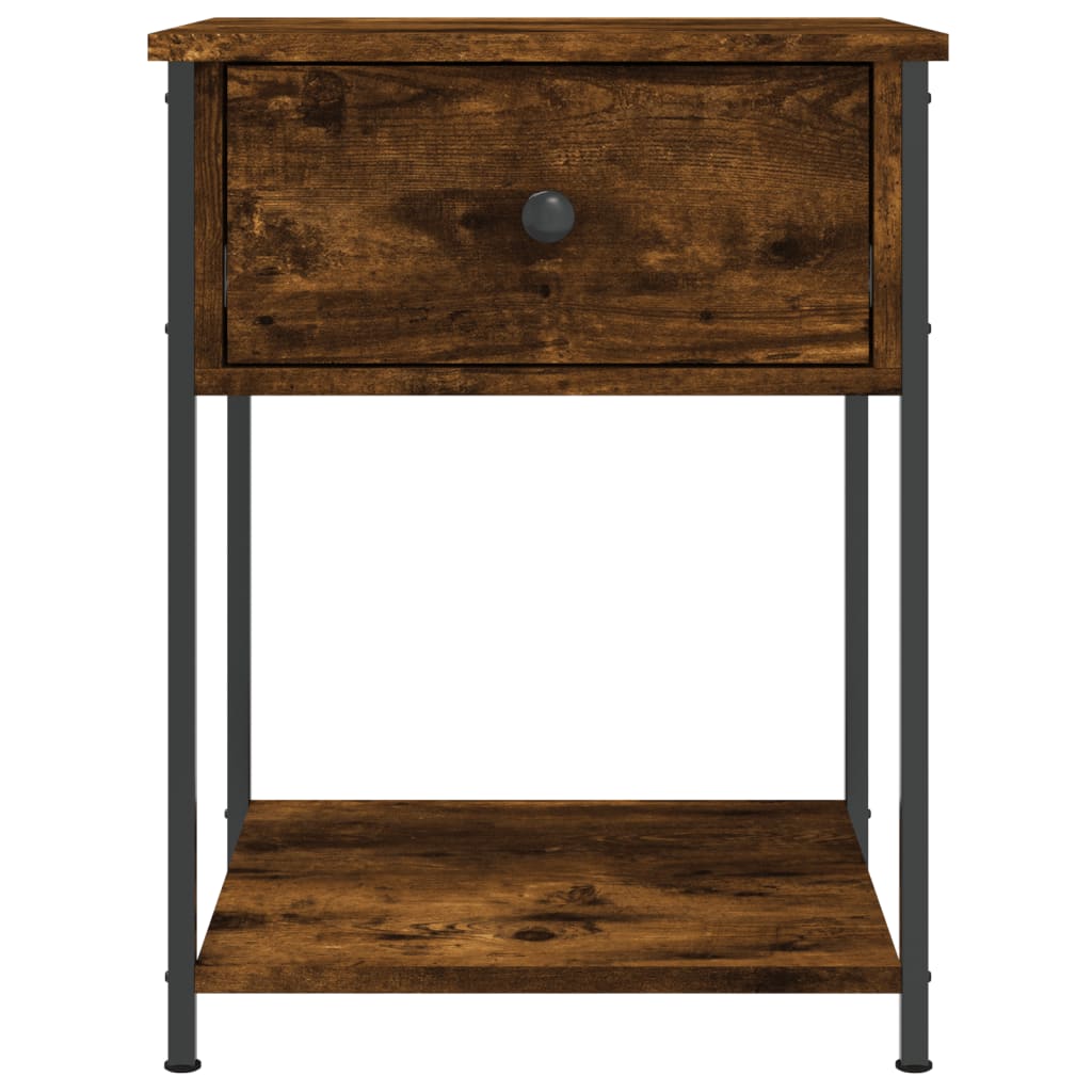 sengebord 44x45x58 cm konstrueret træ røget egetræsfarve