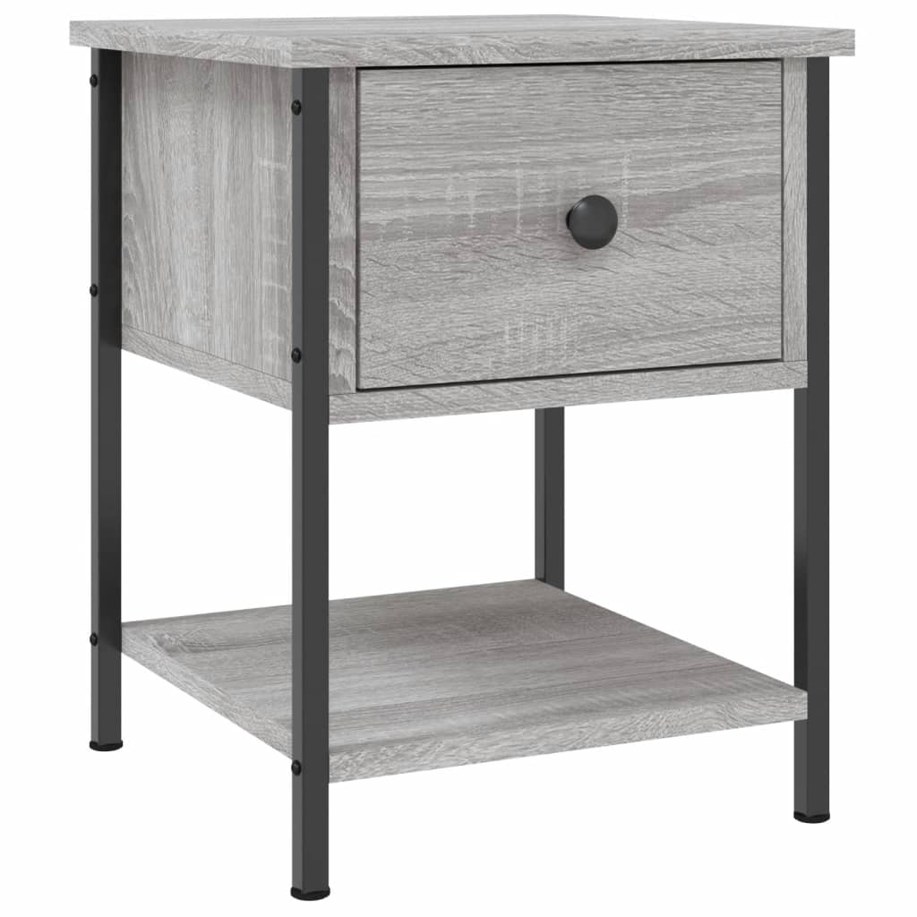 sengebord 2 stk. 34x35,5x45 cm konstrueret træ grå sonoma-eg