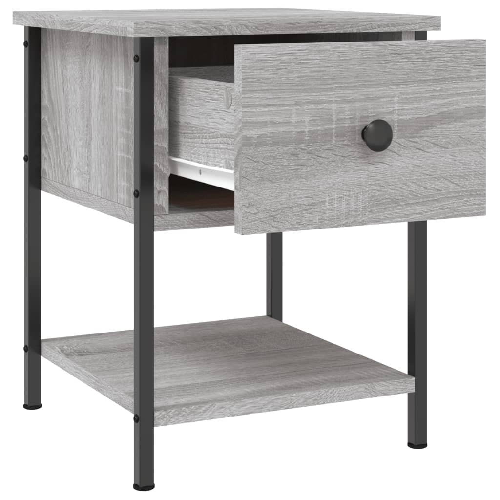sengebord 2 stk. 34x35,5x45 cm konstrueret træ grå sonoma-eg